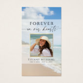 Funeral Beach Forever Hearts Photo Prayer Card (Vorderseite)