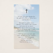 Funeral Beach In Loving Memory Photo Prayer Card (Rückseite)