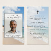Funeral Beach Photo Forever Hearts Prayer Card (Vorne & Hinten)