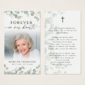 Funeral Botanical Memorial Photo Cross Prayer Card (Vorne & Hinten)