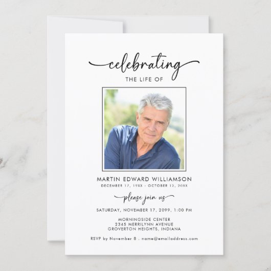Funeral Celebration of Life Photo Memorial Einladung (Vorderseite)
