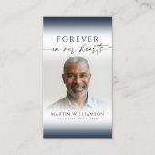 Funeral Cross Forever Hearts Photo Prayer Card Visitenkarte (Vorderseite)