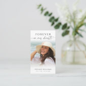 Funeral Cross Photo Forever Hearts Prayer Card Visitenkarte (Stehend Vorderseite)