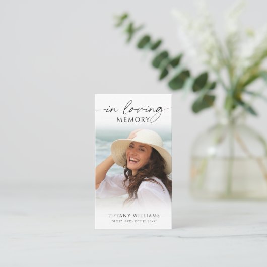Funeral Cross Photo In Loving Memory Prayer Card Visitenkarte (Stehend Vorderseite)