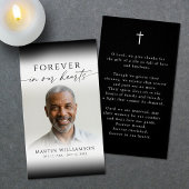 Funeral Forever Hearts Photo Cross Prayer Card