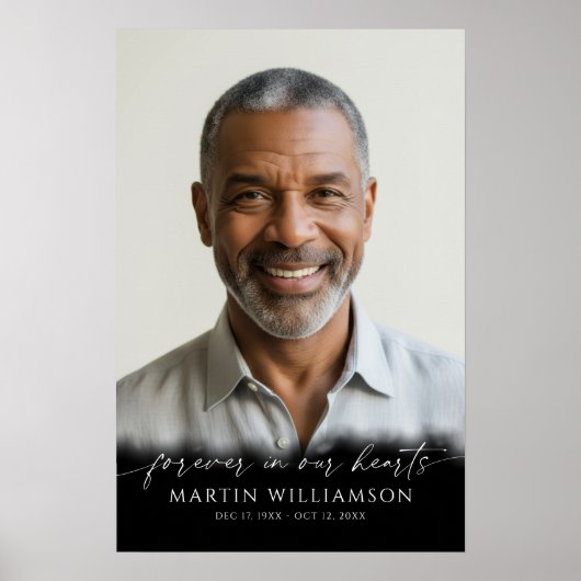 Funeral Forever In Our Hearts Photo Modern Script Poster (Vorne)