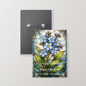 Funeral Forget me Not Stained Glass Memorial Button (Vorderseite/Rückseite)