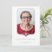 Funeral Grey Ornamental Lace Effect Photo Einladung (Stehend Vorderseite)