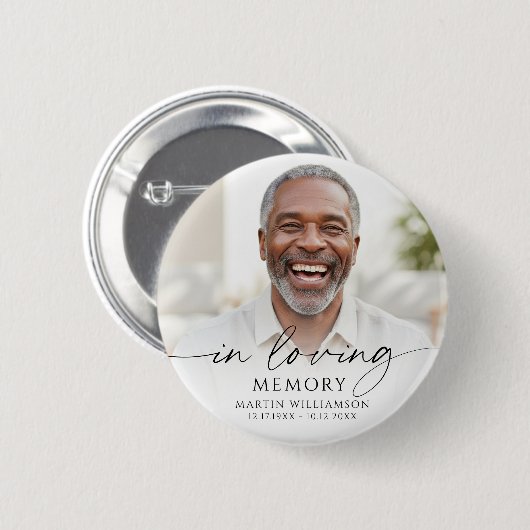Funeral In Loving Memory Photo Button (Vorne & Hinten)