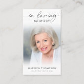 Funeral In Loving Memory Photo Prayer Card Visitenkarte (Vorderseite)