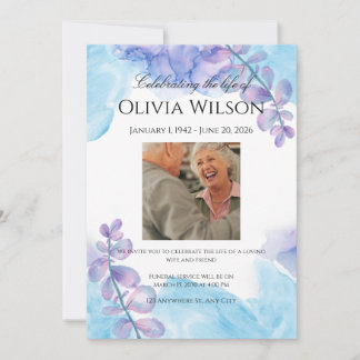 Funeral Invitation Template – Blue & Purple Einladung
