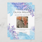 Funeral Invitation Template – Blue & Purple Einladung (Vorne/Hinten)