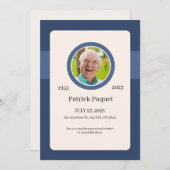 Funeral Invitation Template – Dark Blue Memorial Einladung (Vorne/Hinten)