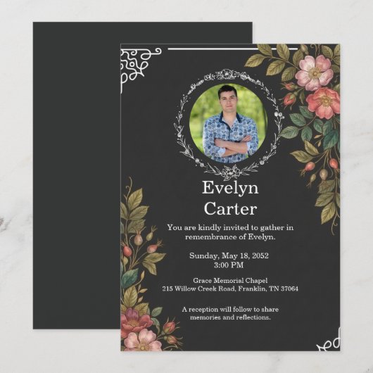 Funeral Invitation Template Elegant Memorial Einladung (Vorne/Hinten)