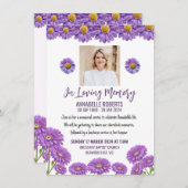 Funeral Invitation with Purple Gerberas Einladung (Vorne/Hinten)