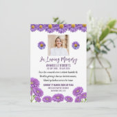 Funeral Invitation with Purple Gerberas Einladung (Stehend Vorderseite)