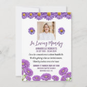 Funeral Invitation with Purple Gerberas Einladung (Vorderseite)
