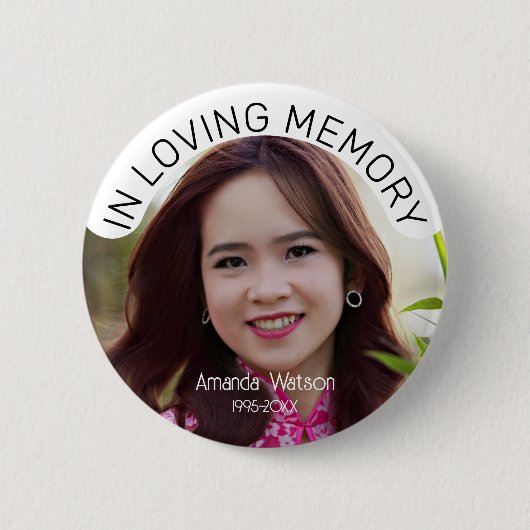 Funeral Keepsake Photo Memorial Tribute  Button (Vorderseite)