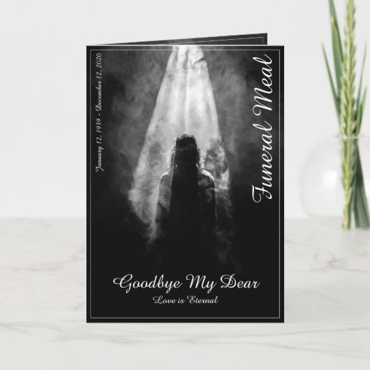 Funeral Meal Menu Card Into the light Karte (Vorderseite)