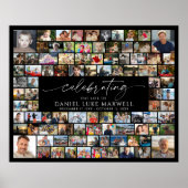 Funeral Memorial 92 Photo Collage Celebrating Life Poster (Vorne)