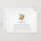 Funeral Memorial Chili Pepper Thank You Note Card Dankeskarte (Vorderseite)