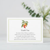 Funeral Memorial Chili Pepper Thank You Note Card Dankeskarte (Stehend Vorderseite)