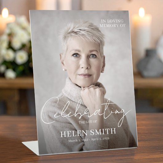 Funeral Memorial Elegant Minimalist Custom Photo Sockelschild