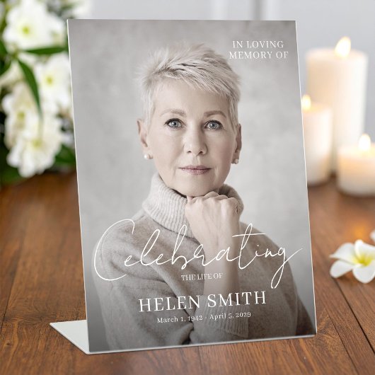 Funeral Memorial Elegant Minimalist Custom Photo Sockelschild