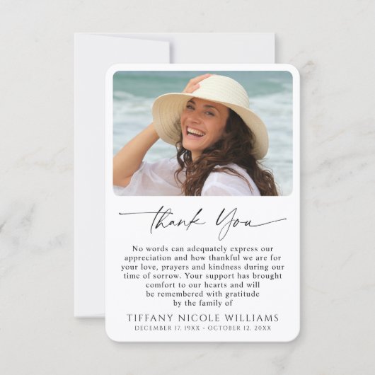 Funeral Memorial Forever In Our Hearts Photo Dankeskarte (Vorderseite)