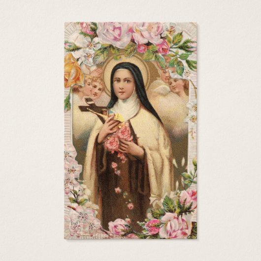 Funeral Memorial Holy Card St. Therese Roses (Vorderseite)