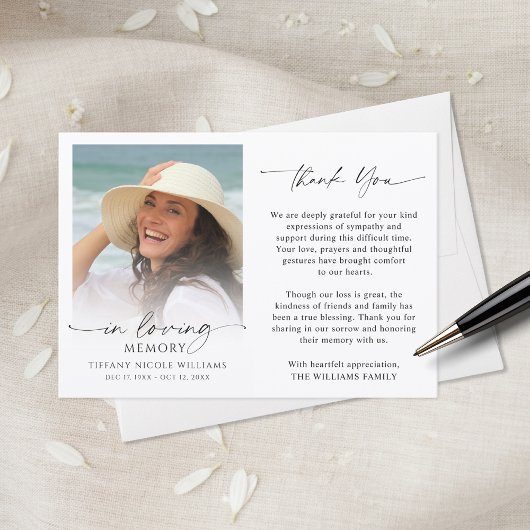 Funeral Memorial In Loving Memory Photo Dankeskarte
