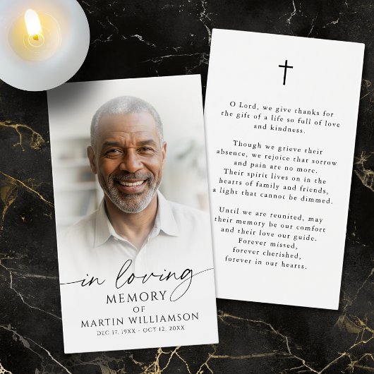 Funeral Memorial Loving Memory Photo Prayer Card