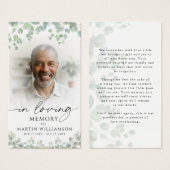 Funeral Memorial Photo Botanical Prayer Card (Vorne & Hinten)