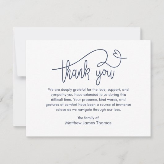 Funeral Note Thank you Bereavement blue Dankeskarte (Vorderseite)