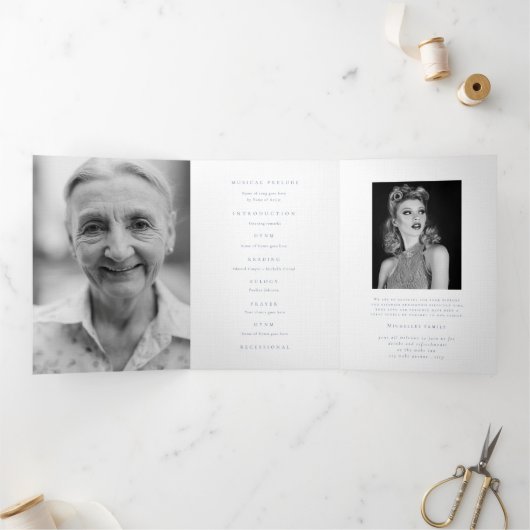 Funeral Obituary Order of Service hummingbird Dreifach-gefaltete Programmkarte (Innenseite)