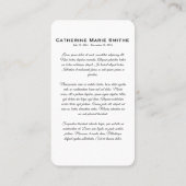 Funeral or Memorial Double Image Visitenkarte (Rückseite)