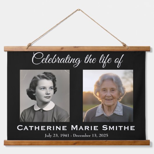 Funeral or Memorial Double Image Wandteppich Mit Holzrahmen (Vorne)