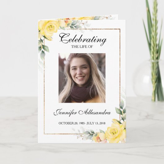 Funeral Order of Service Greenery Memorial Program Programm (Vorderseite)