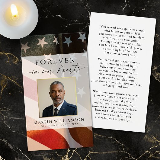 Funeral Patriotic Military Photo Prayer Card