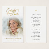 Funeral Photo Forever Hearts Cross Prayer Card (Vorne & Hinten)