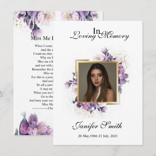 Funeral Prayer Card Template (Vorne/Hinten)