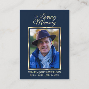 FUNERAL PRAYER DANKE IHNEN Dunkelblaues FOTO Visitenkarte