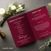 Funeral Program, Celebration of Life, Burgundy Flyer