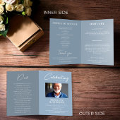 Funeral Program, Celebration of Life, Dusty Blue Flyer