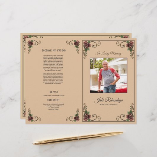 Funeral Program Flyer Template (Vorderseite/Rückseite Beispiel)