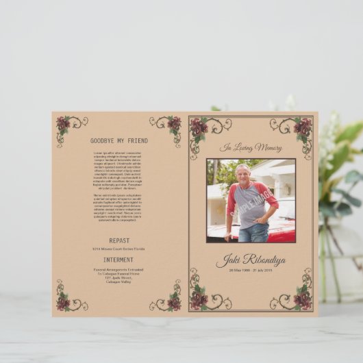 Funeral Program Flyer Template (Stehend Vorderseite)