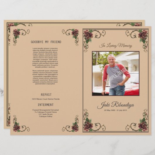 Funeral Program Flyer Template (Vorne/Hinten)