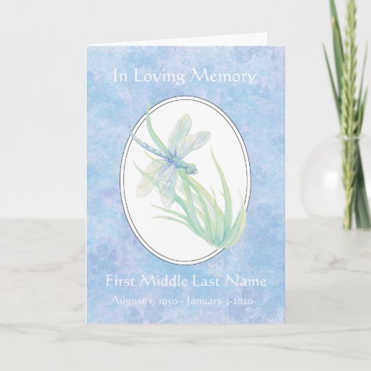 Funeral Program Soft Blue Watercolor Draquelly Programm (Vorderseite)