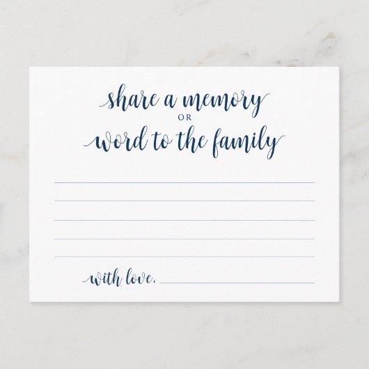 Funeral Service, Navy Blue, Share a memory Card Postkarte (Vorderseite)