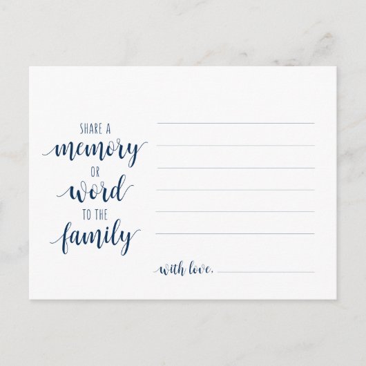Funeral Service, Navy Blue, Share a memory Card Postkarte (Vorderseite)